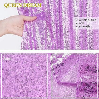 Glitter Curtain Backdrop Sequin Panels: Light Purple Sequin Background Drapes 2FTx8FT Sparkle Fabric Baby Bridal Shower Party Decorations