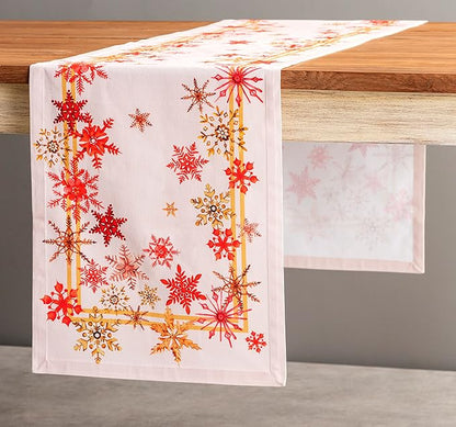 Maison d' Hermine Table Runner 100% Cotton Single Layer Table Runners 36 inches Long for Thanksgiving Christmas Decorations Home Kitchen Dining Party Wedding (Crystal Star, 14.5" x 36")