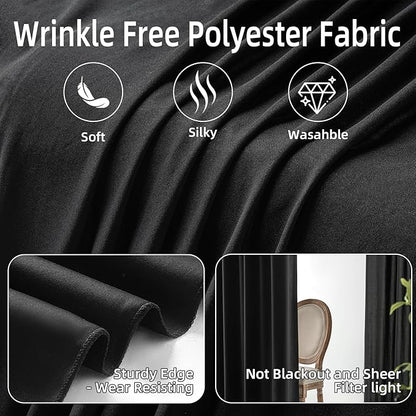 10ft×9ft Black Backdrop Curtain, Wrinkle Free Thick Polyester Drapes for Backdrop, 2 Panels 5ft x 9ft Photo Backdrop Curtains for Parties Birthday Wedding Graduation Photography Background Cloth