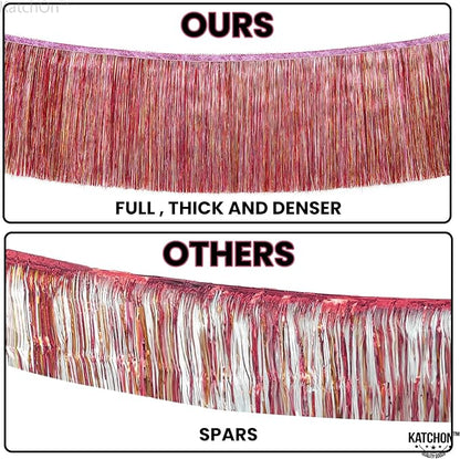 KatchOn, XtraLarge Pink Fringe Banner - 6.5 Ft,Pack of 2 | Fringe Garland, Pink Streamers for Birthday,Gender Reveal, Bachelorette Party Decorations | Flamingo Party Decorations