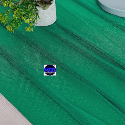 MDS 2 Pack 10ft Chiffon Table Runner 29 x 120 Inches Sheer Wedding Runner Romantic Rustic Table Runner for Wedding Decorations, Birthday Parties, Bridal Shower Party Arch Decor - Emerald Green