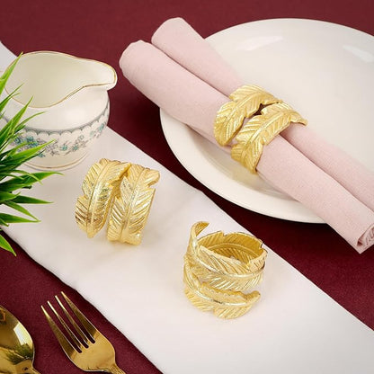 Gold Napkin Rings, Napkin Ring Set of 12, Napkin Holders for Dining Table Settings Thanksgiving Metal Serviette Ring Rustic Table Décor for Weddings, Parties, and Everyday Use 1.5" Ring - CLEENTABLE