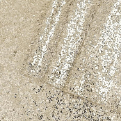 OQSQ Champagne Round Sequin Tablecloth, Glitter Tablecloth for Bridal Shower Decorations, Birthday, Wedding, Dessert, Banquet（50X50 inch Round,Champagne）