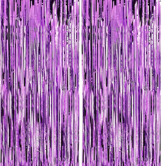 Crosize 4 Pack 3.3 x 9.9 ft Purple Foil Fringe Curtains Party Decorations, Purple Tinsel Curtain Backdrop for Parties, Door Streamers, Glitter Streamer Fringe Backdrop for Birthday Decoration