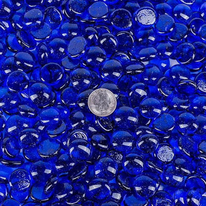 Galashield Flat Glass Marbles for Vases Cobalt Blue Glass Gems Beads Pebbles Vase Filler (1 LB, Approx. 105 PCS)
