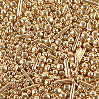 Gold Sprinkles for Cake Decorating, Gold Pearl Sugar Cupcake, Cookies, Ice Cream Toppings, 7 Ounces Cake Decorationss Baking, Perfect for Wedding Shower, New Year’S Eve