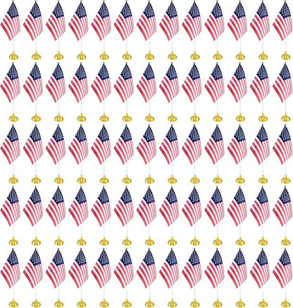 100 Pack USA US Desk Flags,Small Mini American Deluxe Table Flags Set with Stand Base，8.2 x 5.5 inches Miniature Desktop Flag