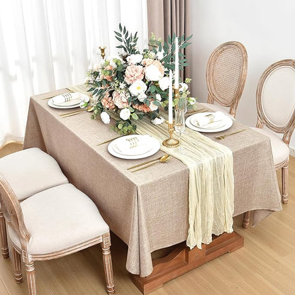 Fitable Square Table Cloth Linen Textured: Water & Stain Resistant Farmhouse Tablecloth, Washable Burlap Table Covers for Kitchen Dining Party(2 Pack, 54x54 Inch, Beige)