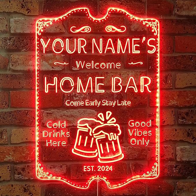 ADVPRO Personalized Your Name Home Bar RGB Dynamic Glam LED Sign - Cut-to-Edge Shape - Smart 3D Decoration - Multicolor Signage st06s32-fnd-p11a-tm-c