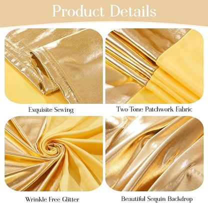 Gold and Yellow Arch Backdrop Cover for Wedding, 7.2FT 6FT Set of 2 Stretchy Spandex Fitted Arch Stand Cover for Baby Shower, Birthday Party Decor, Chiara Backdrop Cover with Double-Sided Design