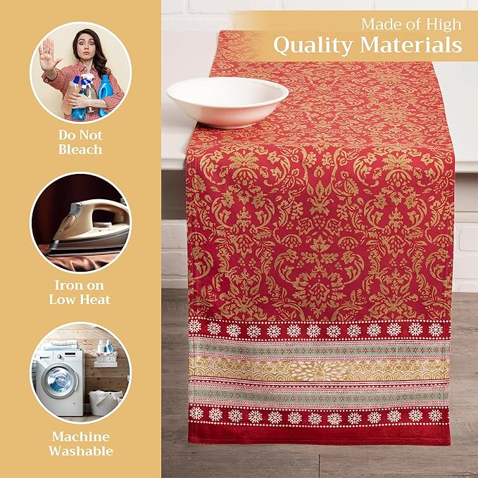Maison d' Hermine Table Runner 100% Cotton Double Layer Table Runners 108 inches Long Decorative for Home Kitchen Dining Party Baby Shower Wedding Bridal Shower (Sofia, 14.50" x 108")