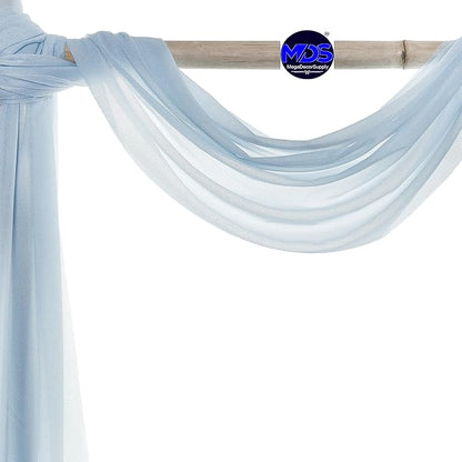 MDS Halloween Chiffon Draping Fabric - 2 Panel, 30" Wide x 50ft Long - Sheer Spooky Arbor & Canopy Drapery for Haunted House Backdrops, Party Ceilings, DIY Costumes & Themed Events - Baby Blue