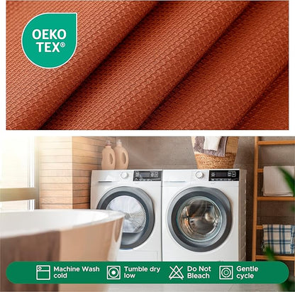 Biscaynebay Fall Tablecloth Textured Fabric Square Tablecloths 90x90 Inch, Rust Thanksgiving Autumn Harvest Water Resistant Fabric Tablecloths for Kitchen, Dining, Wedding, Parties Machine Washable