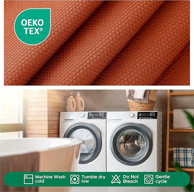 Biscaynebay Fall Tablecloth Textured Fabric Square Tablecloths 60x60 Inch, Rust Thanksgiving Autumn Harvest Water Resistant Fabric Tablecloths for Kitchen, Dining, Wedding, PartiesMachine Washable