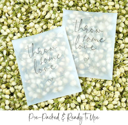 Rainbow Pana 50 Pack Prefilled Confetti Packets | Biodegradable Confetti, Dried Flower Petals | Real Flower Petals to Throw at Wedding, Glassine Bags Rose Wedding Send Off Ideas