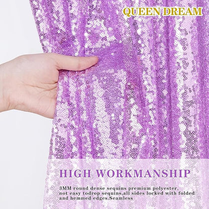 Light Purple Sequin Backdrop Curtains 2 Panels 2FTx8FT Photo Backdrop Glitter Birthday Party Curtains