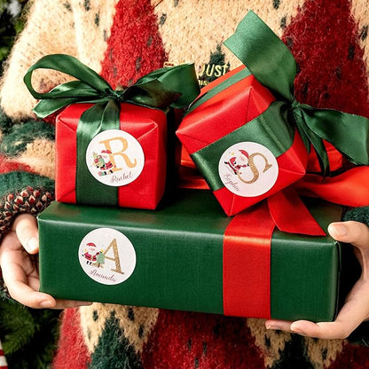 callie moment Personalized Christmas Stickers, Custom Name Waterproof Christmas Gift Tags for Gift Box Holiday Decorations, Stockings, Party Favors (Santa Claus Initial 2)