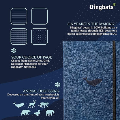Dingbats* Wildlife Plain Writing Journal Notebook A5 - Vegan Leather Hardcover - Ideal for Work, Travel - Pocket, Elastic Closure, & Bookmark