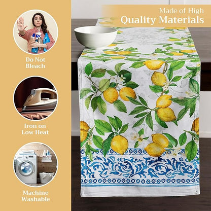 Maison d' Hermine Table Runner 100% Cotton Double Layer Table Runners 108 inches Long Decorative for Home Kitchen Dining Party Baby Shower Wedding Bridal Shower Spring Summer (Cedrat, 14.50" x 108")
