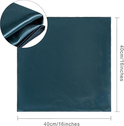 36 Pack Square Satin Dinner Napkins, 16x16 Inches Silky Soft Smooth Table Cloth Napkins for Restaurant Weddings Banquet Party Decoration, Deep Sea Blue