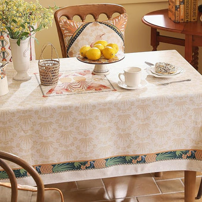 patdrea Designer Rectangle Linen Table Cloth,Vintage Anti-Wrinkle Durable Tropical Style Tablecloth,Decor Table Cover Cloth for Kitchen Dining Christmas,Thanksgiving,63"x87"-Pineapple a