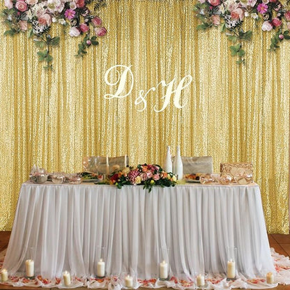 Sugargirl Gold Sequin Backdrop Curtain 2 Panels 2FTx8FT Glitter Gold Background Drapes Sparkle Photography Backdrop for Party Wedding Birthday Wall Decoration