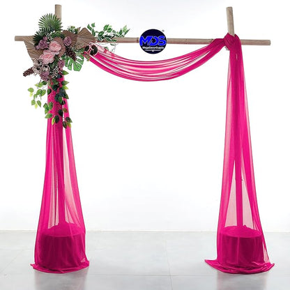 MDS Halloween Chiffon Draping Fabric - 2 Panel, 30" Wide x 50ft Long - Sheer Spooky Arbor & Canopy Drapery for Haunted House Backdrops, Party Ceilings, DIY Costumes & Themed Events - Hot Pink
