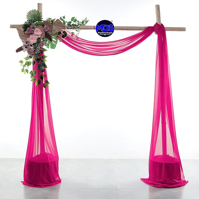 MDS Halloween Chiffon Draping Fabric - 1 Panel, 30" Wide x 20ft Long - Sheer Spooky Arbor & Canopy Drapery for Haunted House Backdrops, Party Ceilings, DIY Costumes & Themed Events - Hot Pink