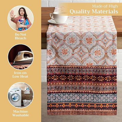 Maison d' Hermine Table Runner 100% Cotton Single Layer Table Runners 108 inches Long for Thanksgiving Christmas Decorations Home Kitchen Dining Party Wedding (Fair Isle, 14.5" x 108")