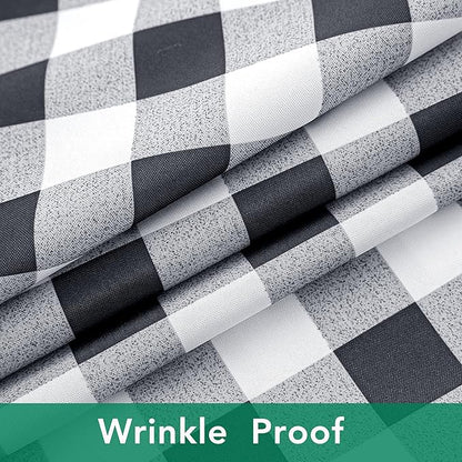 Biscaynebay Fabric Round Tablecloths 70", Black/Grey Scottish Plaid Table Cloth Small Circle Folding Table Covers Water Resistant for Dining, Kitchen, Wedding & Parties