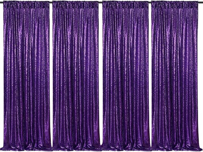 Purple Sequin Backdrop 4 Panels 2FTx8FT Photo Background Glitter Party Backdrop Curtains for Wedding Baby Shower Stage Decorations