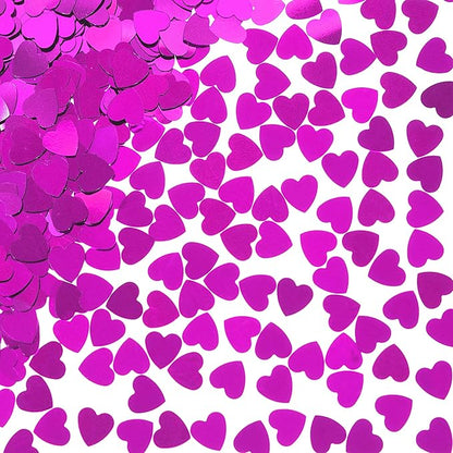 Hot Pink Love Heart Table Confetti - Valentines Day Party Foil Metallic Sequins Wedding Birthday Engagement Anniversary Bachelorette Party Sprinkles Decorations, 60g