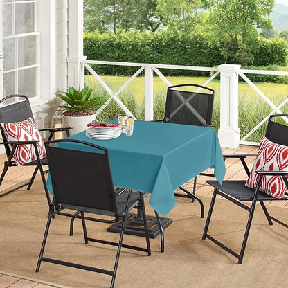 sancua Square Tablecloths 54x54 Inch - Teal Fabric Table Cloth for Square or Round Tables, Washable Polyester Table Cover for Dinner, Holiday Party, Decorative Display Tables
