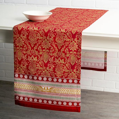 Maison d' Hermine Table Runner 100% Cotton Single Layer Table Runners 108 inches Long Decorative for Home Kitchen Dining Party Baby Shower Wedding Bridal Shower (Sofia, 14.50" x 108")