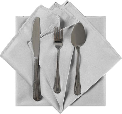 Cloth Napkins 20x20 inch Washable Polyester Dinner Napkins Soft Table Napkins for Wedding Party Dining Banquet(Silver,25PCS)