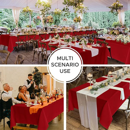 Fitable 8 Pack Rectangle Tablecloths: Stain Resistant Wrinkle Free Table Clothes, Washable Reusable Polyester Table Covers for Wedding Christmas Party Birthday Banquet Reception(Red, 60x102 Inch)