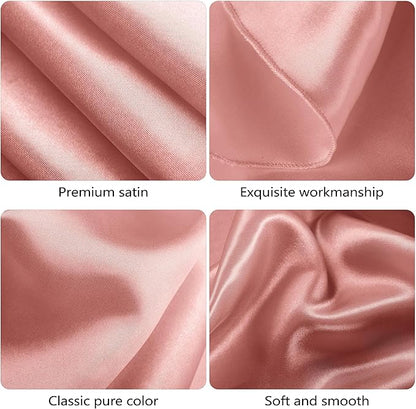 Ruisita 120 Inches Round Satin Tablecloths Rose Gold Overlay Round Satin Table Cover Bright Silk Tablecloth Smooth Fabric Tablecloth for Wedding Banquet Table Decoration