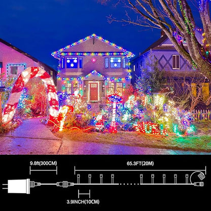 LAMPHOME Colorful String Lights, 66 ft 200 LED Pastel Easter Lights 11 Modes Plug in,transparant Wire Twinkle Fairy Lights for Spring Bedroom(Lighted up in Pink Red Yellow Blue Green Color)