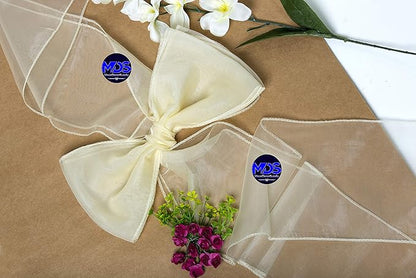 MDS Pack of 150 PCS Organza Chair Sashes Wider Dining Chair Bows Ribbon Tie Back for Wedding Party Birthday Bridal Shower Reception Event Banquet Home Chair Cover Decoration - Ivory