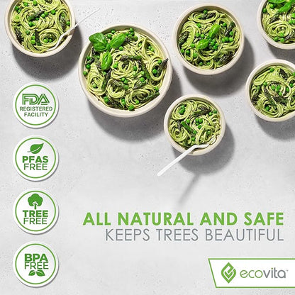 100% Compostable Paper Bowls [16 oz.] – 150 Disposable Bowls Eco Friendly Sturdy Tree Free Liquid and Heat Resistant Alternative to Plastic or Paper Bowls