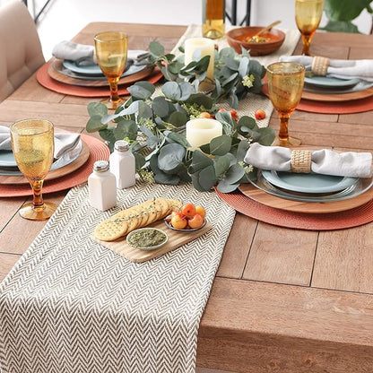 DII Woven Basic Tabletop Collection, Chevron Table Runner, 15x108, Dark Brown