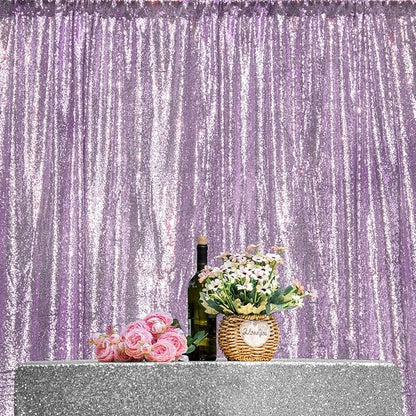 JYFLZQ Lavender Sequin Backdrop Curtains 2ft x 8ft 2 Panel Glitter Photo Booth Backdrops Sparkly Photography Background Drapes for Parties Wedding Bridal Showers