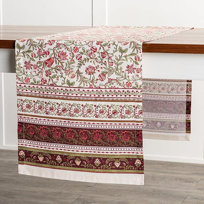Maison d' Hermine Table Runner 100% Cotton Single Layer Table Runners 72 inches Long Decorative for Home Kitchen Dining Party Baby Shower Wedding Bridal Shower (Reveillon Au Jardin, 14.50" x 72")