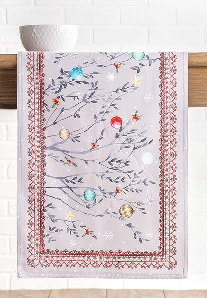 Maison d' Hermine Table Runner 100% Cotton Double Layer Table Runners 108 inches Long for Thanksgiving Christmas Decorations Home Kitchen Dining Party Wedding (Fairy Christmas, 14.5" x 108")