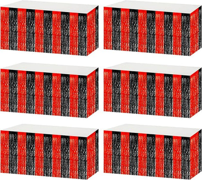 6 Pack 29x108 Inch Black Red Metallic Foil Fringe Tinsel Table Skirts for Rectangle Tables Streamer Curtains Backdrop for Wedding, Casino Viva Las Vegas Game Night Birthday Party Decoration