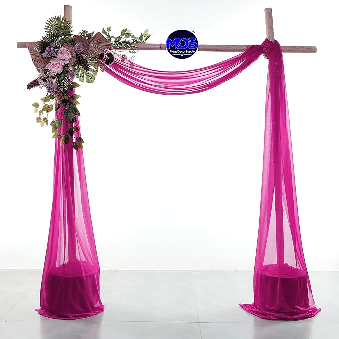 MDS Halloween Chiffon Draping Fabric - 1 Panel, 30" Wide x 50ft Long - Sheer Spooky Arbor & Canopy Drapery for Haunted House Backdrops, Party Ceilings, DIY Costumes & Themed Events - Magenta