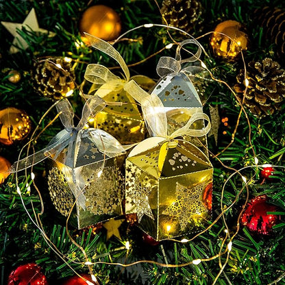 Naler 40pcs Mini Christmas Gift Boxes for Presents, Favor Boxes for Halloween Christmas Wedding Favor Party Gift Wrap Decoration, Gold & Silver, 2 x 2 x 3 Inches