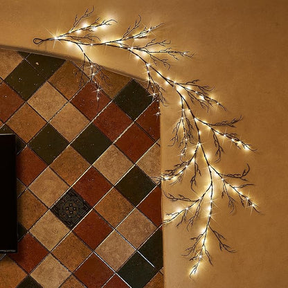 LITBLOOM Brown 6FT 120 LED Fairy Lights Plug in Willow Vine Garland for Indoor Outdoor Home Fireplace Wall Christmas Decoration