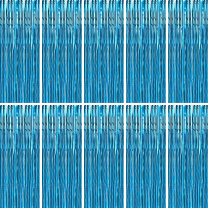 BTSD-home 10 Pack Aquamarine Foil Fringe Curtain Metallic Streamer Party Decorations Photo Booth Backdrop Door Curtains for Wedding Birthday Baby Shower Bachelorette Halloween