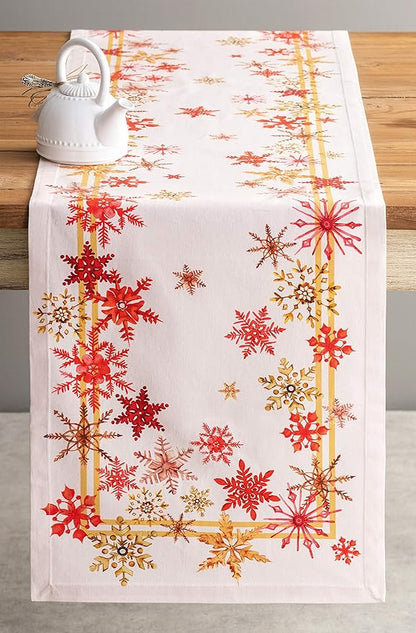 Maison d' Hermine Table Runner 100% Cotton Single Layer Table Runners 72 inches Long for Thanksgiving Christmas Decorations Home Kitchen Dining Party Wedding (Crystal Star, 14.5" x 72")